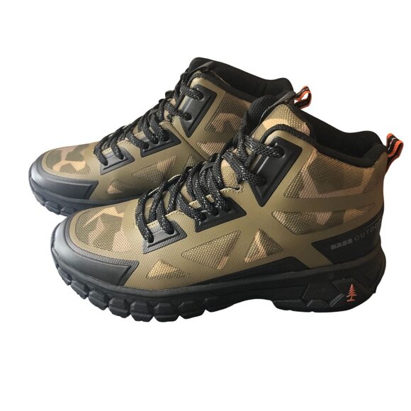 Bass Outdoor Mens Peak Seamless Hiker Mid Boots Camo Green Black US 13